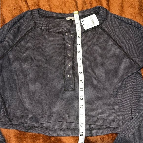 NWT Free People Dark Gray Long Sleeve Tee - Picture 6 of 9